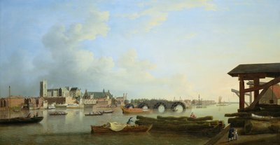 La costruzione del ponte di Westminster, 1749 da Samuel Scott